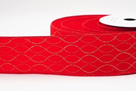 Rood glitterlint met ogee-raster en draad_KW0469GC-7-7